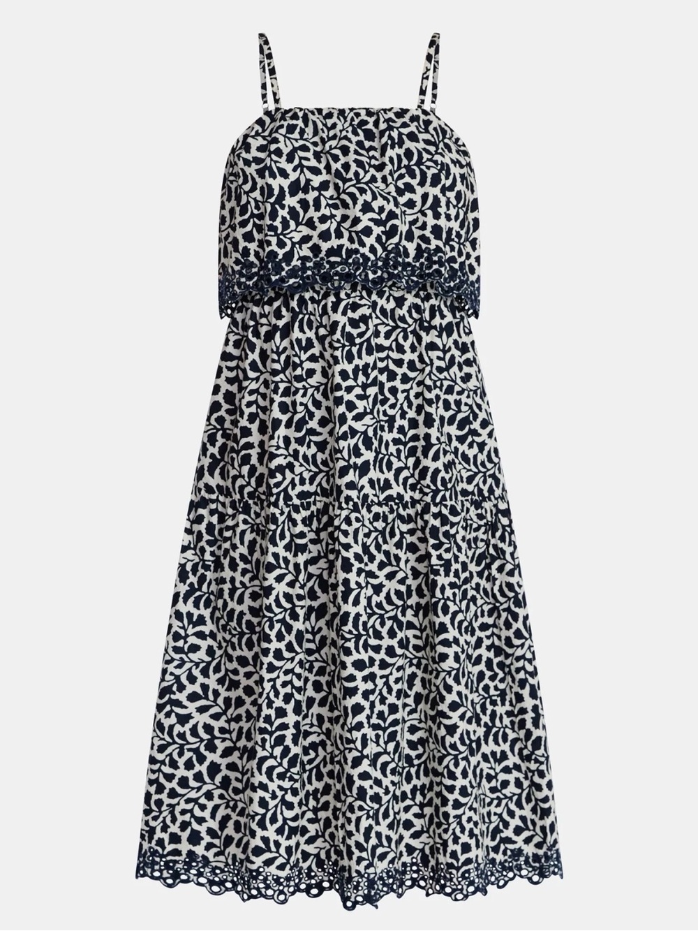 Time and Tru Women's Sleeveless Cotton Midi Dress with Eyelet Trim